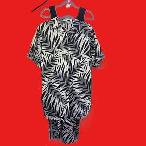 Vintage 1980s Zebra Striped Jumpsuit & Shirt Dress By Seneca Size 13 Juniors